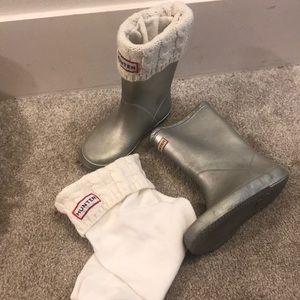 Hunter rain boots- silver- unisex- size 12